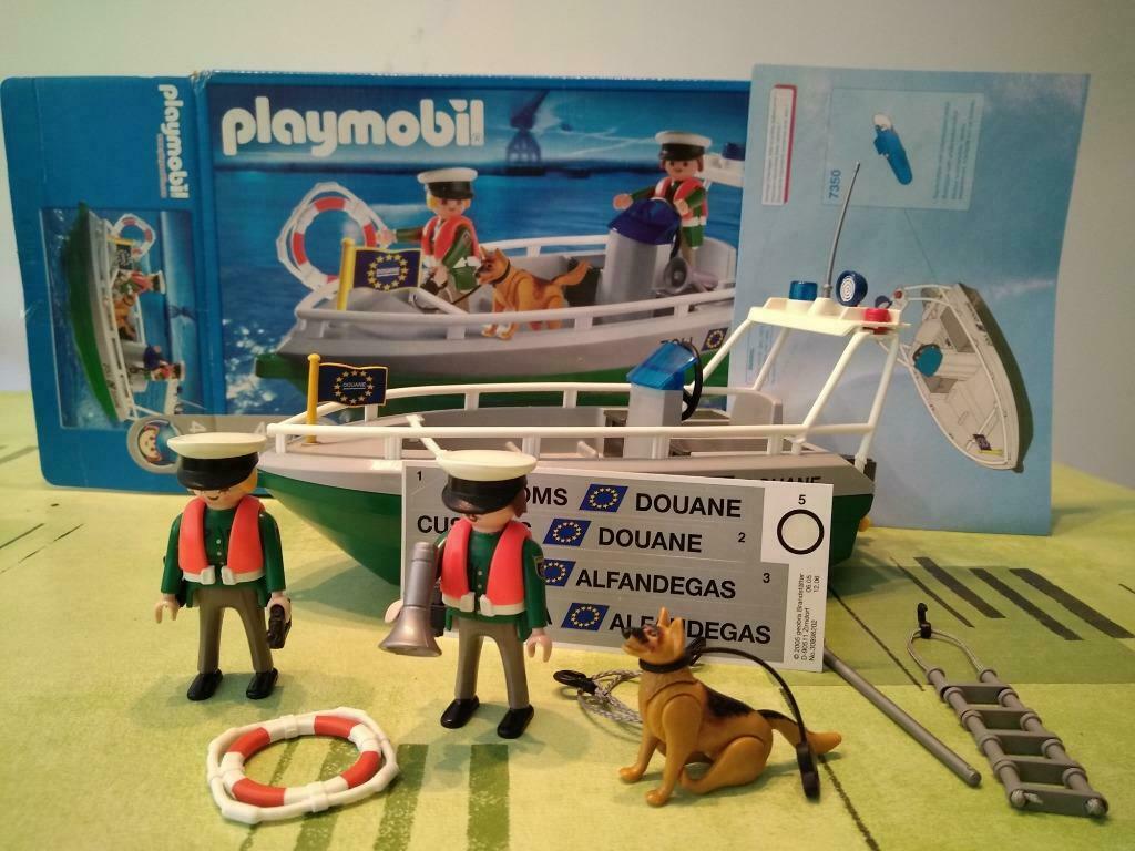 Playmobil 4471 Douaniers / bateau complet avec boite et manu, Enlèvement ou Envoi, Utilisé, Ensemble complet