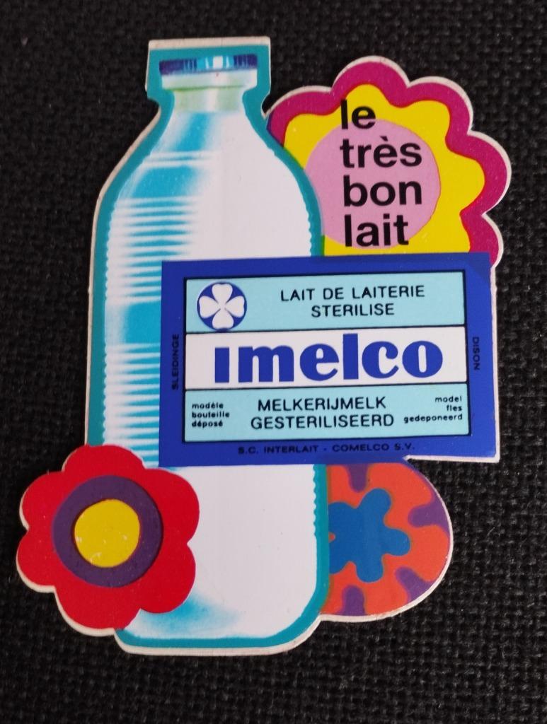 Autocollant vintage lait IMELCO (Interlait-Comelco), Envoi, Comme neuf, Marque