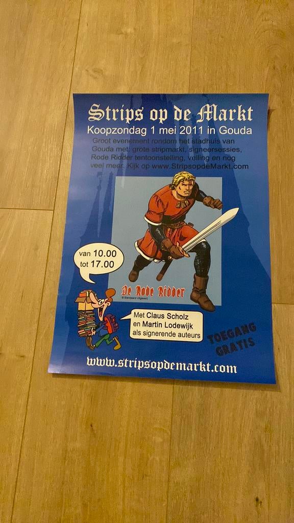 Affiche stripbeurs gouda 2011 rode ridder, Verzamelen, Ophalen of Verzenden, Nieuw
