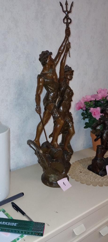 Antiek beeld figuur in zamac 1, Antiek en Kunst, Ophalen of Verzenden