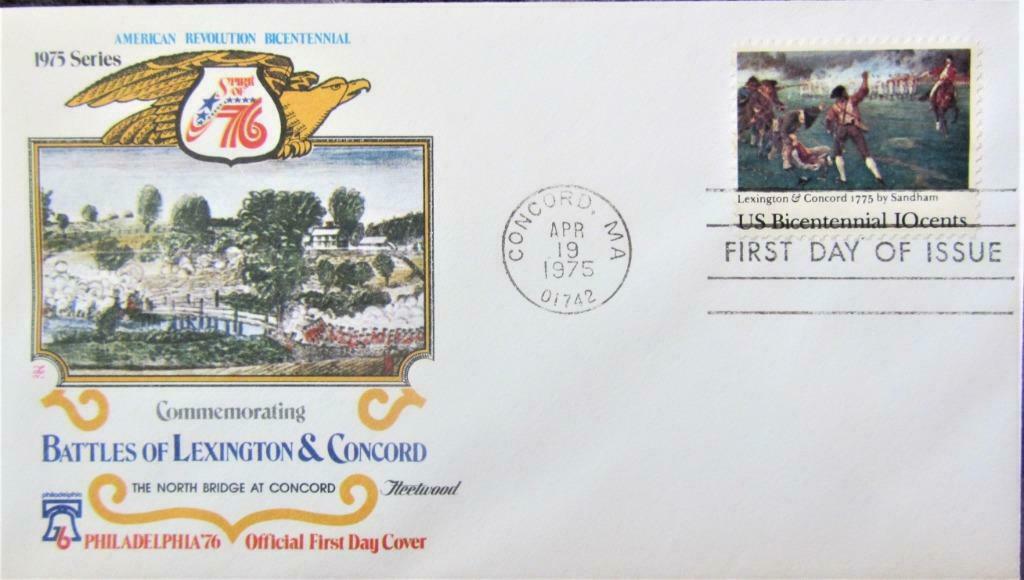 FDC- AMERICAN REVOLUTION- THE BATTLES OF LEXINGTON & CONCORD, Enlèvement ou Envoi, Affranchi, Autres thèmes