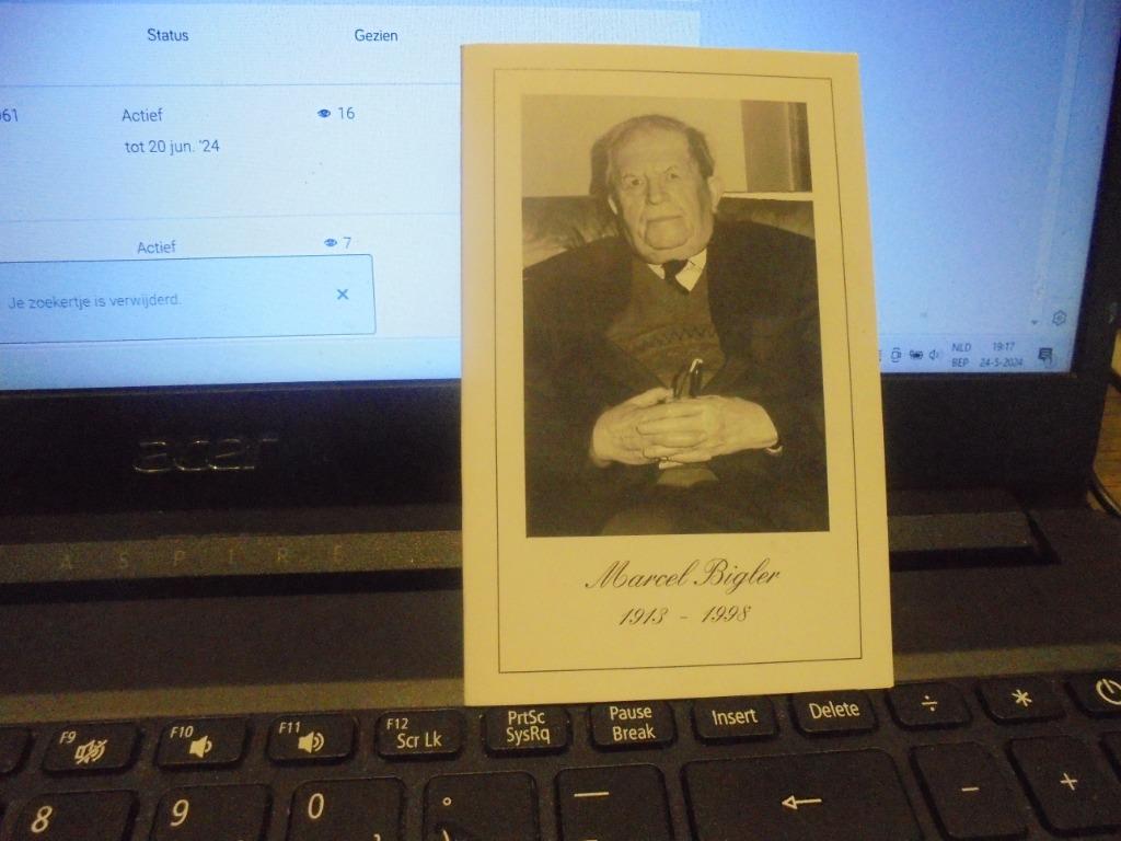 dp Marcel Bigler, Ophalen of Verzenden, Bidprentje