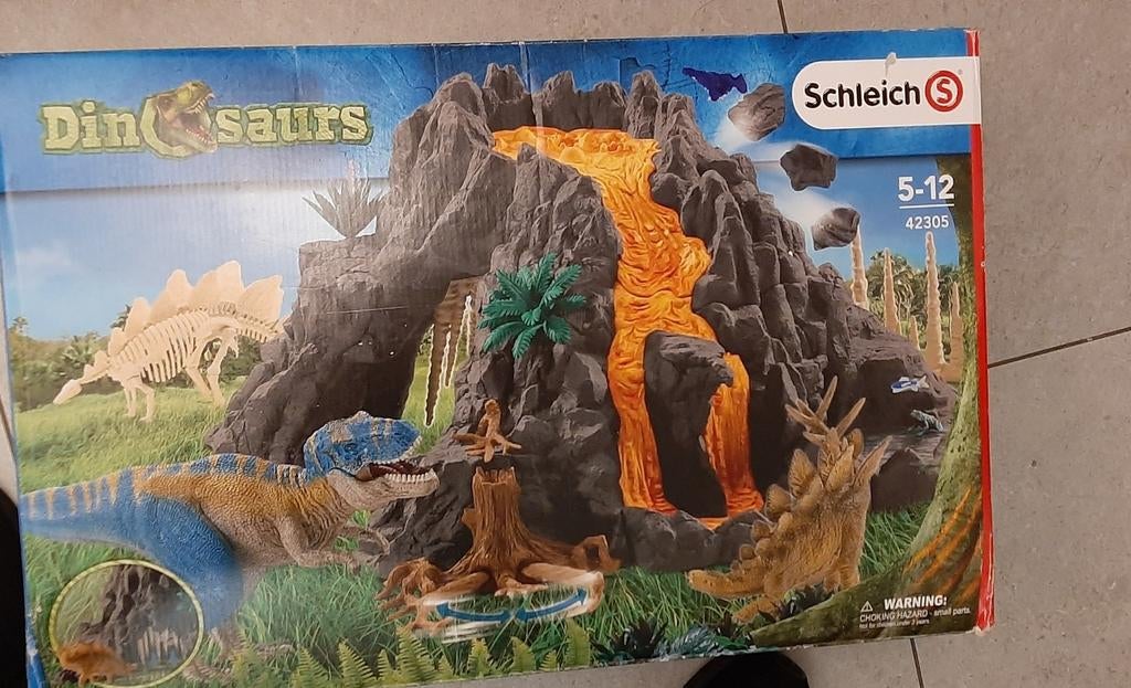 Schleich 42305 Dinosaurs Grote Vulkaan met T-Rex speelset. , Verzamelen, Speelgoed, Ophalen