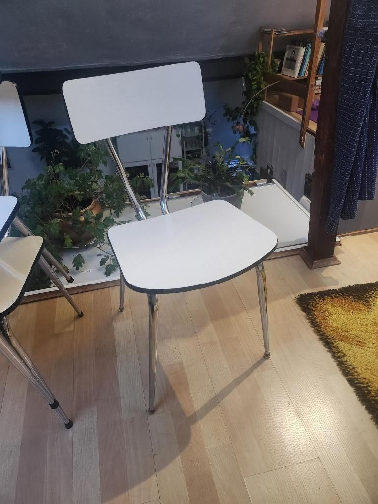 Chaises en formica blanches (3), Trois, Vintage, Comme neuf, Enlèvement