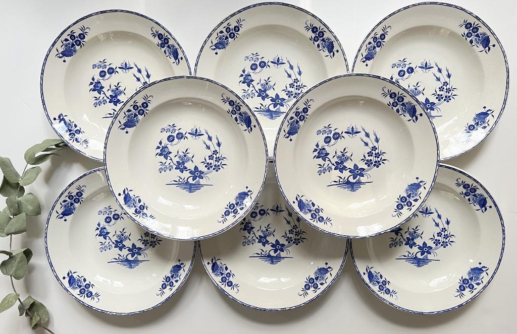 8 assiettes creuses Boch La Louvière Grand Bouquet, Enlèvement