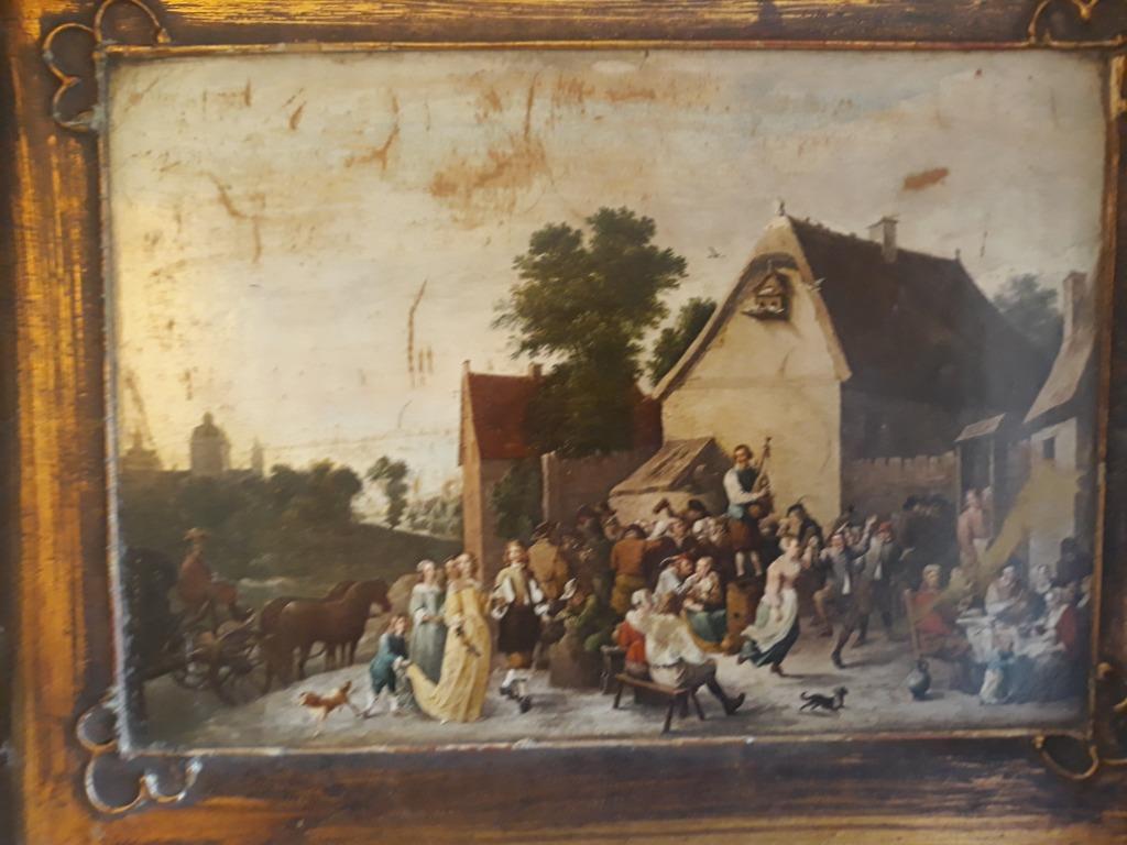 Tableau Fête villageoise 39cmx32cm, Antiquités & Art, Art | Peinture | Classique, Enlèvement ou Envoi