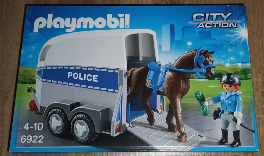 Playmobil 6922 Policière avec cheval et remorque, Enlèvement ou Envoi, Comme neuf, Ensemble complet