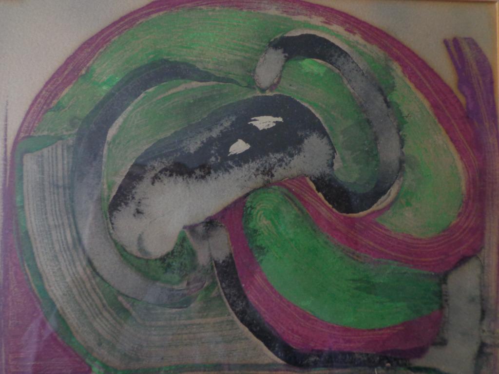 aquarel met lyrisch abstracte compositie Iwan Broberg 1973, Ophalen of Verzenden
