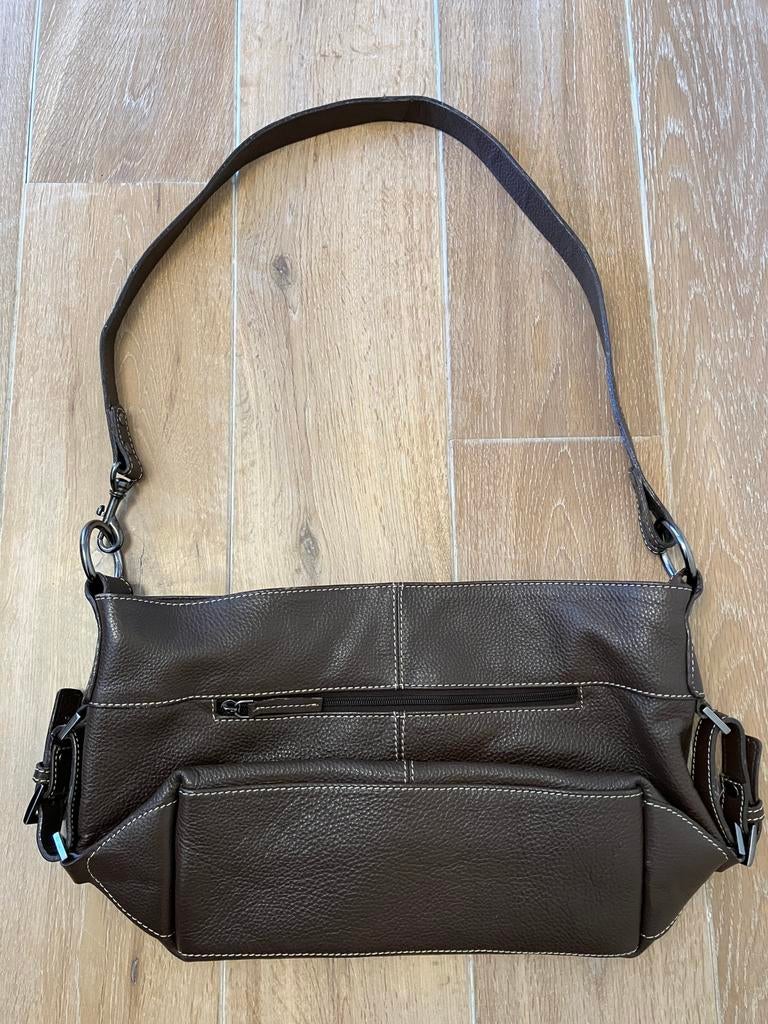 Zo goed als nieuwe bruine Lederen Scada handtas, Handtassen en Accessoires, Ophalen of Verzenden, Zo goed als nieuw, Bruin, Leer