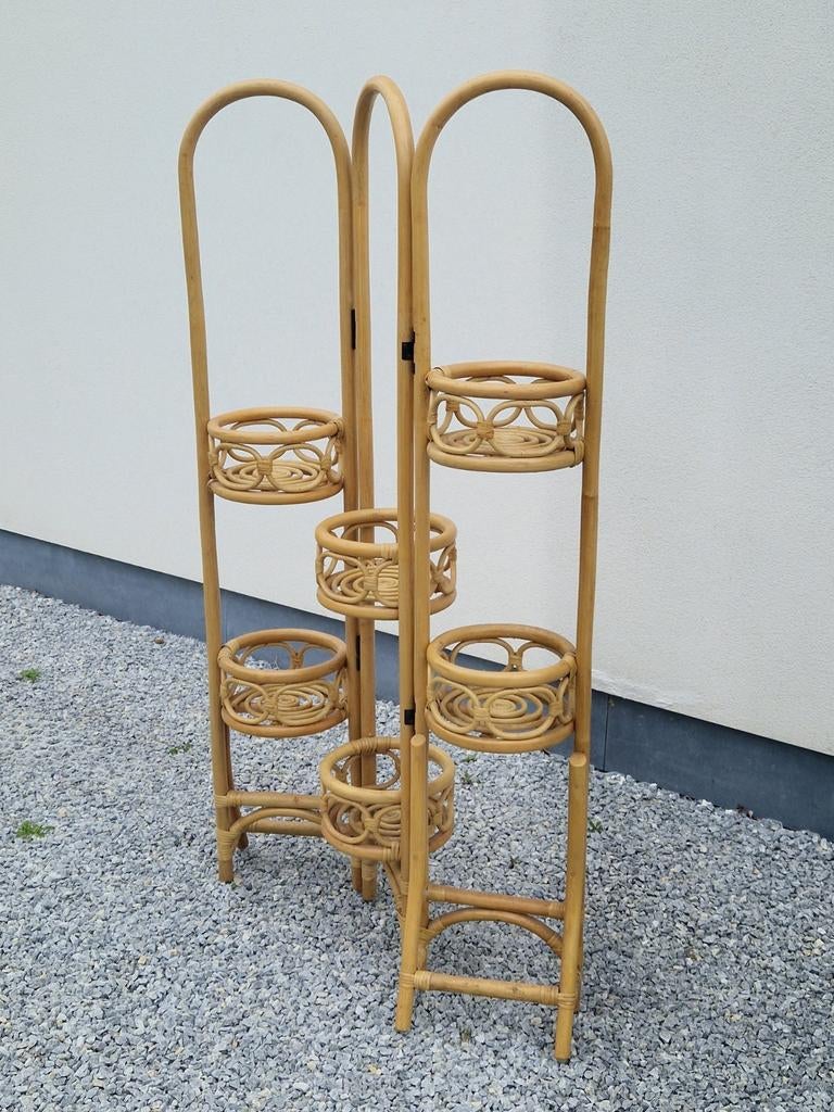 Vintage plooibare plantenrek in rotan
met vlinderscharnieren, Ophalen, Zo goed als nieuw