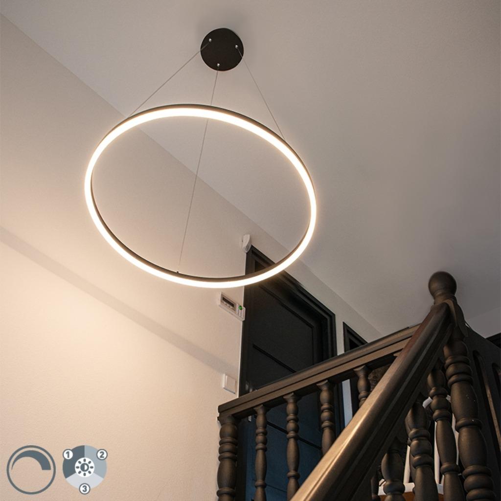 QAZQA ANELLO HL 80 BLACK DESIGN RING HANGLAMP, Ophalen, Nieuw, Kunststof