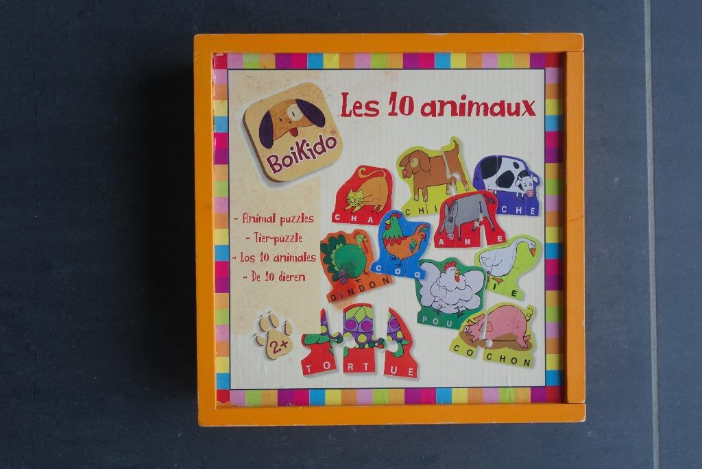 houten dierenpuzzel 10 x 3 stuks boikido, Ophalen of Verzenden, Zo goed als nieuw, Van hout