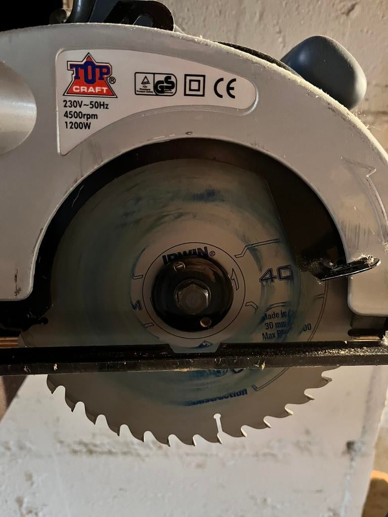 Topcraft cirkelzaag TCS185/2003, Doe-het-zelf en Bouw, Ophalen, Zo goed als nieuw, Cirkelzaag