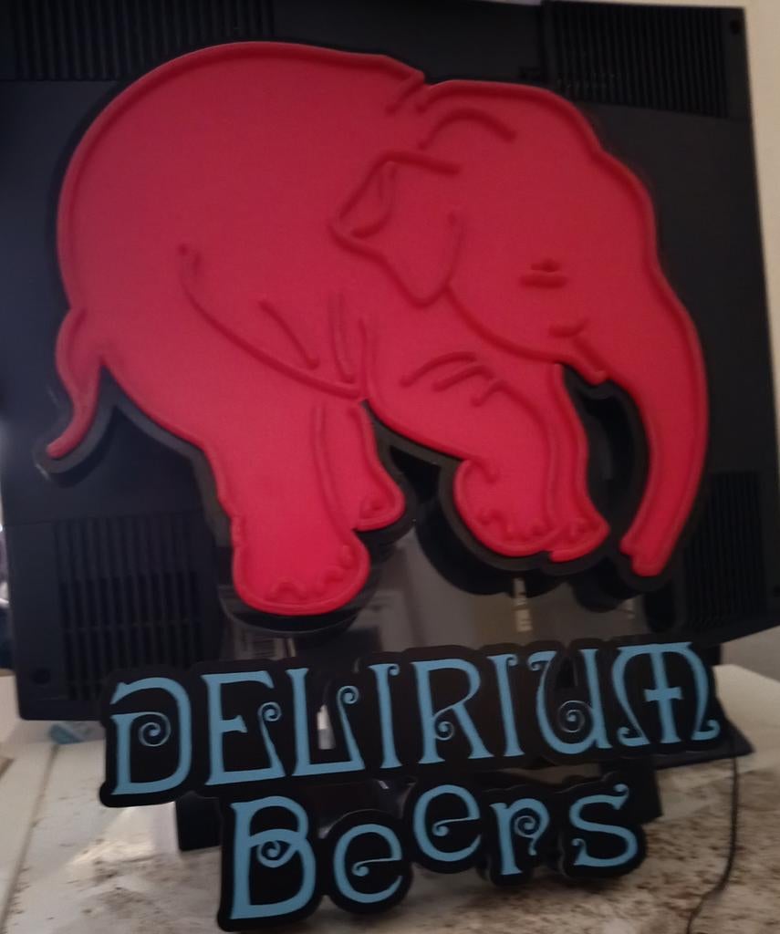 🍻 Mon 🥸 Caisson Lumineux DELIRIUM BEERS, Verzamelen, Merken en Reclamevoorwerpen, Ophalen, Gebruikt, Reclamebord