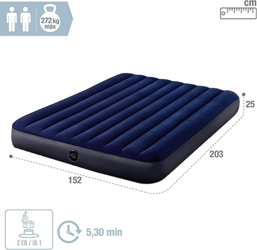 Intexl luchtmatras | 152 x 203 cm | met pomp | Nieuw, Caravanes & Camping, Matelas pneumatiques, Neuf, 2 personnes, -, -