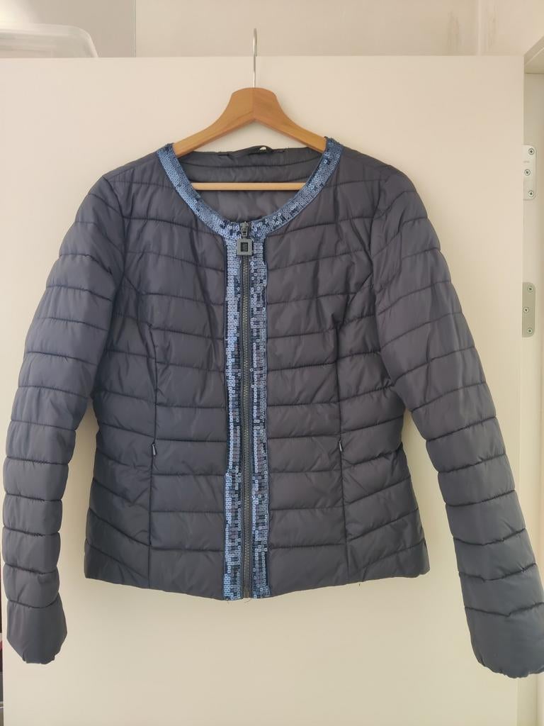 Donkerblauwe jas (M) tussenseizoen, Kleding | Dames, Ophalen of Verzenden, Zo goed als nieuw, Maat 38/40 (M)