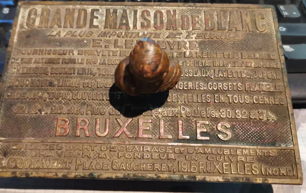 Zeldzame antieke bronzen drukplaat/blotter Brussel ca.1900, Ophalen, Brons