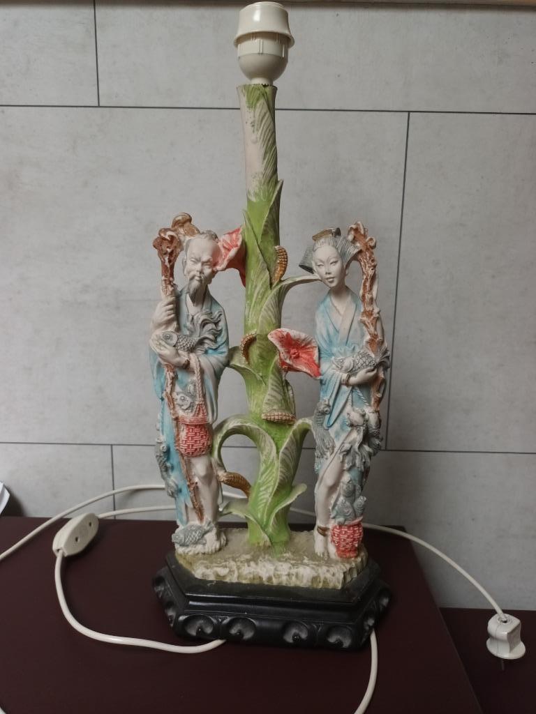 Handgeschilderde Aziatische lamp, Antiek en Kunst, Antiek | Verlichting, Ophalen of Verzenden