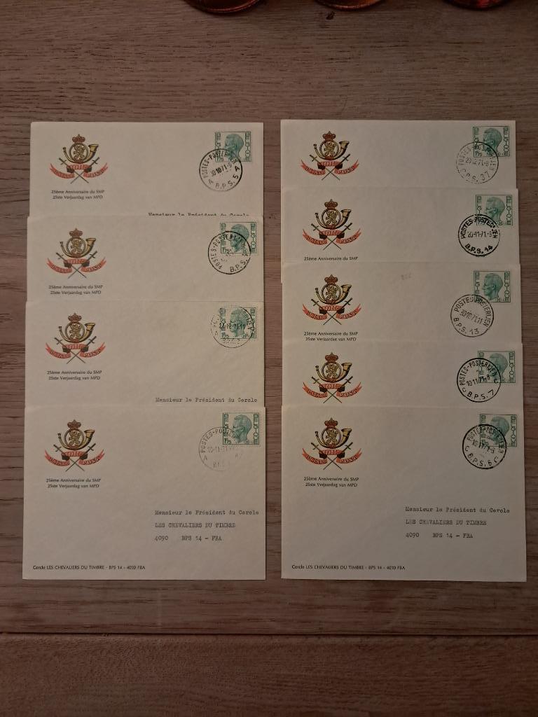 M2 op 9 brieven met BPS / B.P.S. 1-2-4-5-6-7-13-14-37, Met envelop, Ophalen of Verzenden, Gestempeld, Gestempeld