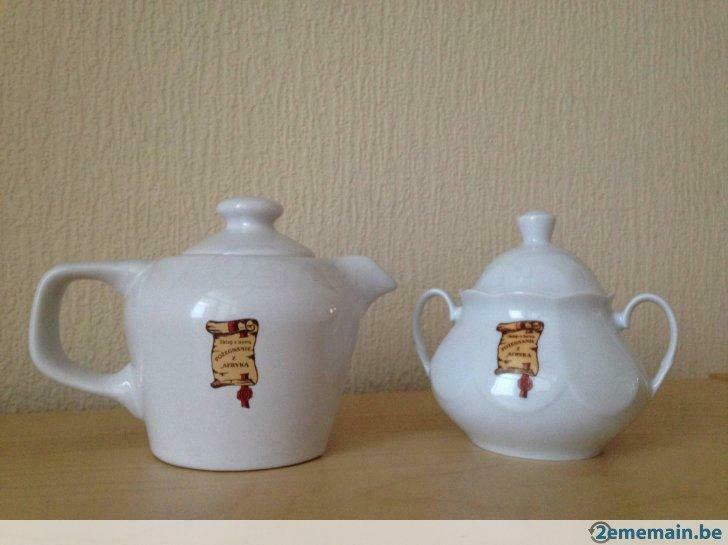 Pot à Café Théière en Porcelaine + Sucrier, Enlèvement ou Envoi
