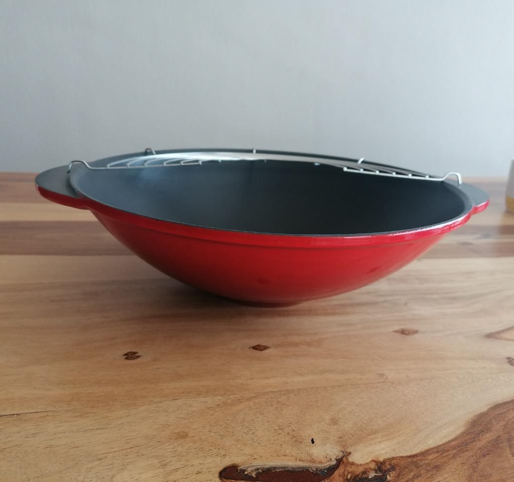 Le Creuset wok, Ophalen of Verzenden, Zo goed als nieuw, Gietijzer, Wok