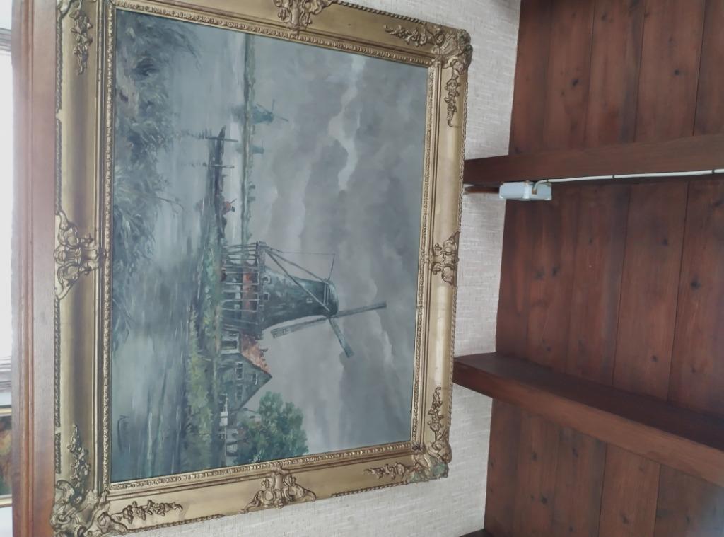 Antiek schilderij oude windmolen A. Van Hoven, Ophalen