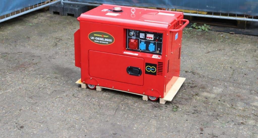 NOODSTROOM STROOMGROEP/GENERATOR 9500W 11,9KVA NIEUW ACTIE, Dieselolie, Geluidgedempt, Nieuw, Ophalen of Verzenden