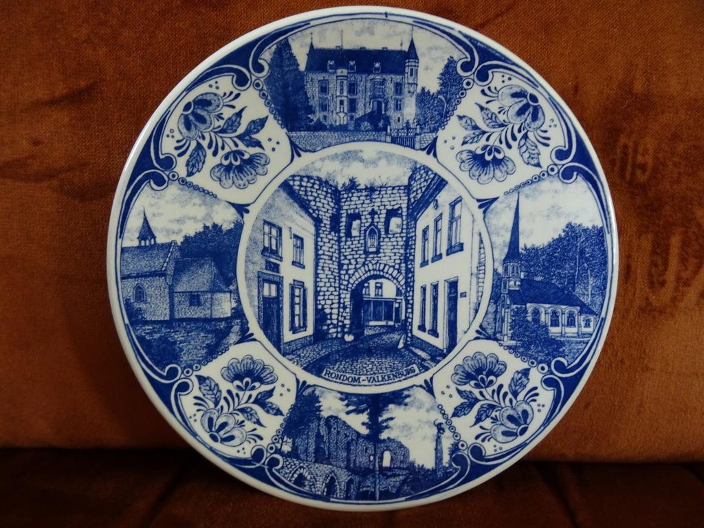 Vintage Delfts blauw bord Valkenburg wandbord sierbord 1970, Antiek en Kunst, Ophalen of Verzenden