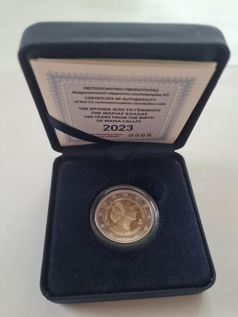 2 euro herdenkingsfeest Maria Callas BE Griekenland 2023, Setje, Ophalen of Verzenden, Geboorte of Huwelijk, 2 euro