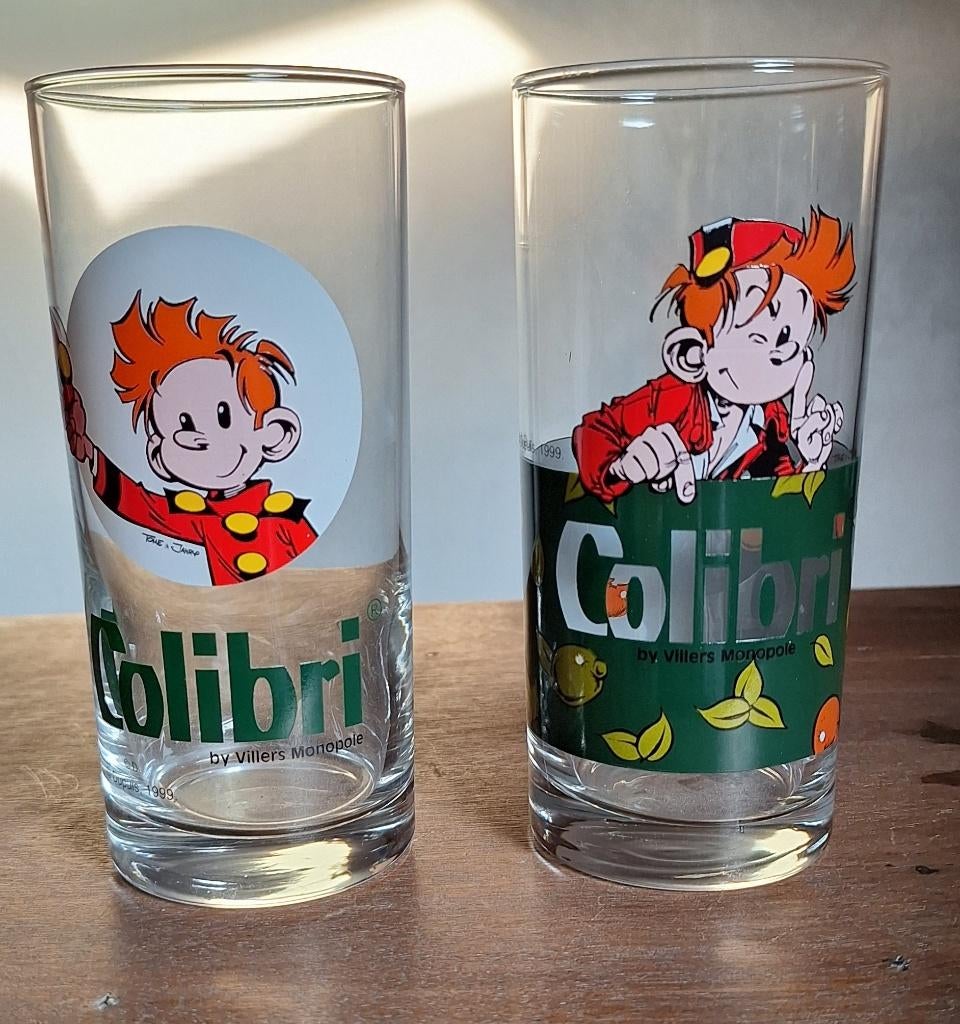 2 verres Spirou Colibri, Collections, Personnages de BD, Neuf, Autres types, Autres personnages, Enlèvement
