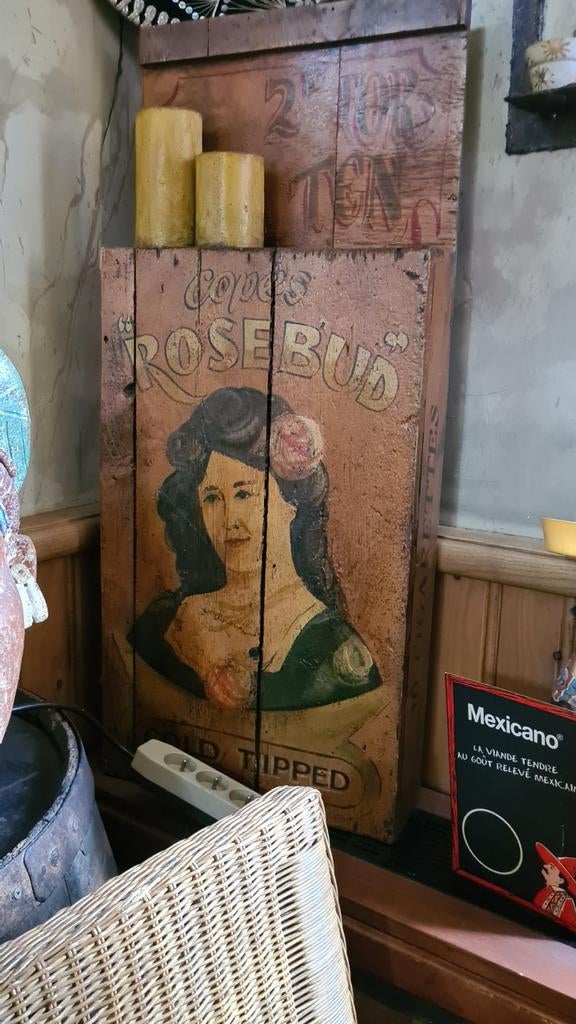 Decoratie houten sigaretten doos, Ophalen of Verzenden, Zo goed als nieuw