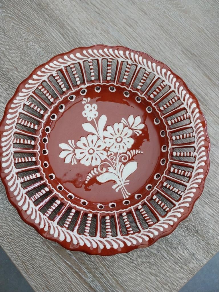 Wandbord in terracotta  30 cm VINTAGE jaren 50, Ophalen of Verzenden