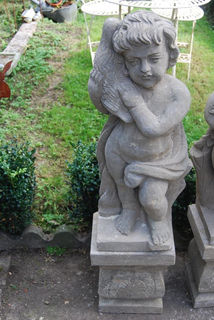 SUPERBE STATUE EN PIERRE BLEUE SUR SOCLE(le chérubin), Enlèvement, Utilisé, Pierre, Animal