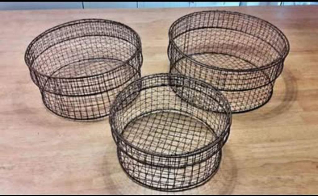 Lot de 3 paniers en fer, Enlèvement, Comme neuf, Rond, Autres matériaux