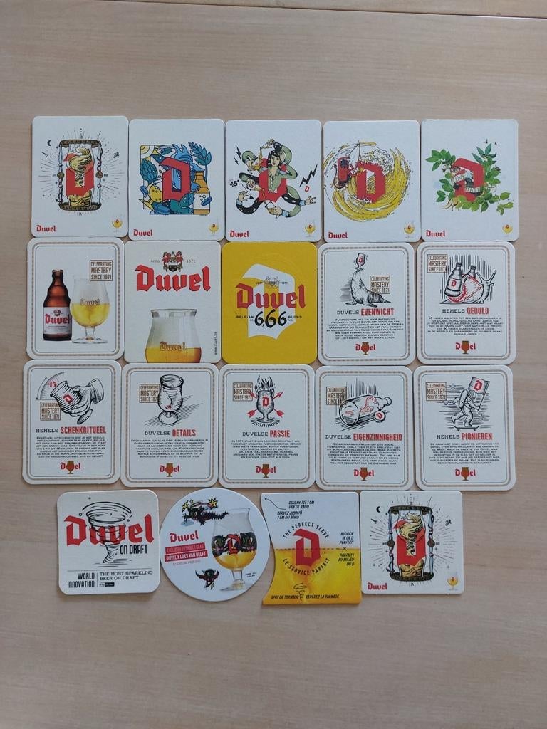 Duvel bierviltjes, bierkaartjes, 19 verschillende viltjes, Ophalen of Verzenden, Nieuw, Viltje(s), Duvel