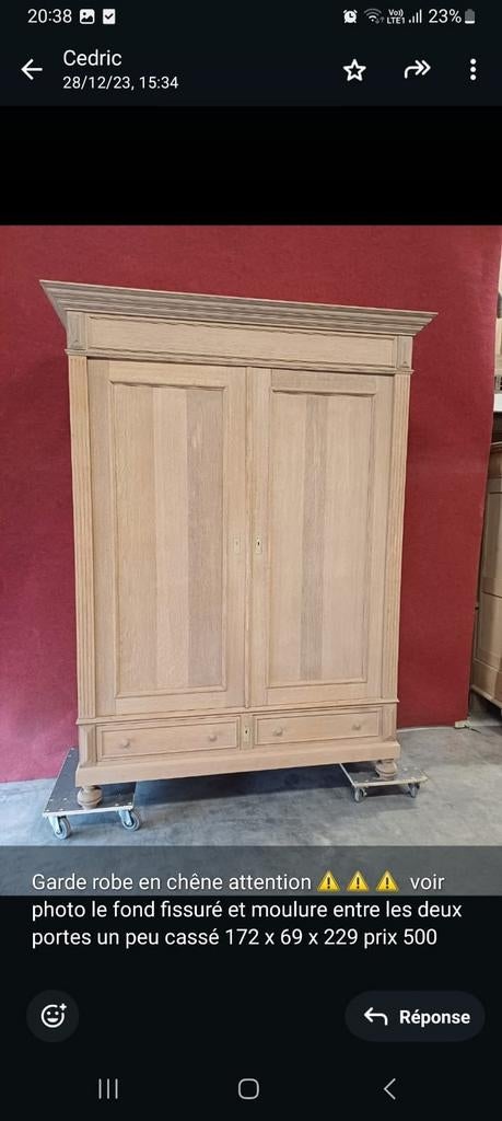 Garderobe en chêne aerogommer, Ophalen, Eikenhout