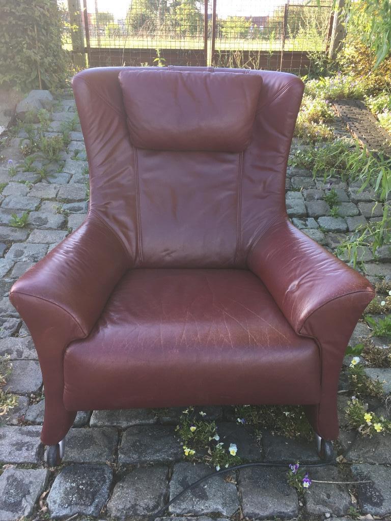 Lederen zetel / fauteuil bordeaux, Huis en Inrichting, Fauteuils, Ophalen