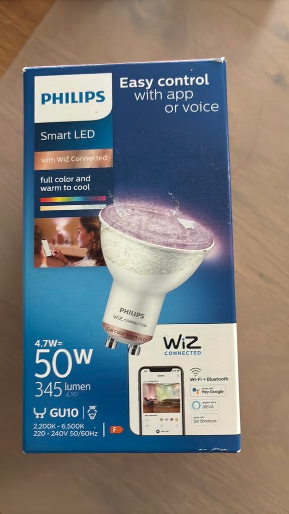 Philips Smart LED Wiz Connected GU10 4,7W 345 lumen, Ophalen of Verzenden, Nieuw, 30 tot 60 watt, Led-lamp