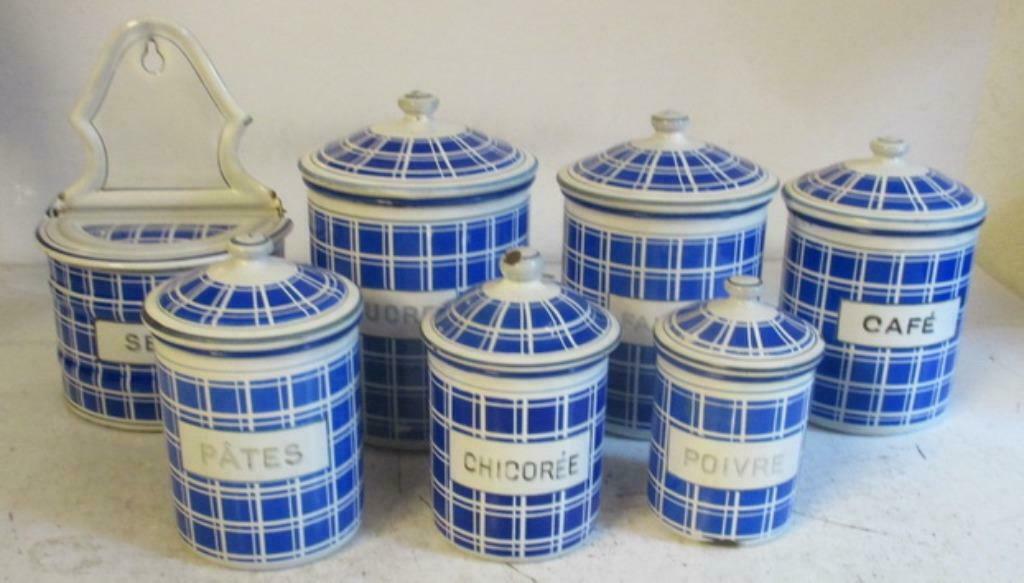 antieke Lustucru keukenpotten in blauwe emaille, Antiek en Kunst, Verzenden