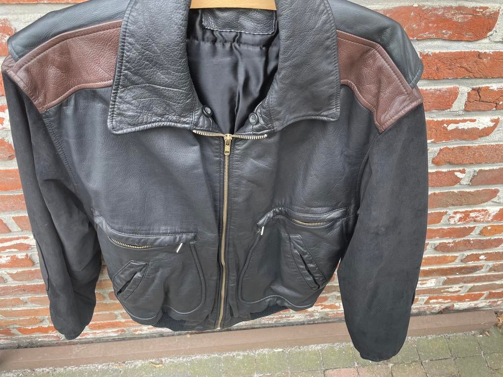 Veste en cuir matelassé pour hiver taille 56, Enlèvement, Comme neuf, Taille 56/58 (XL), Noir