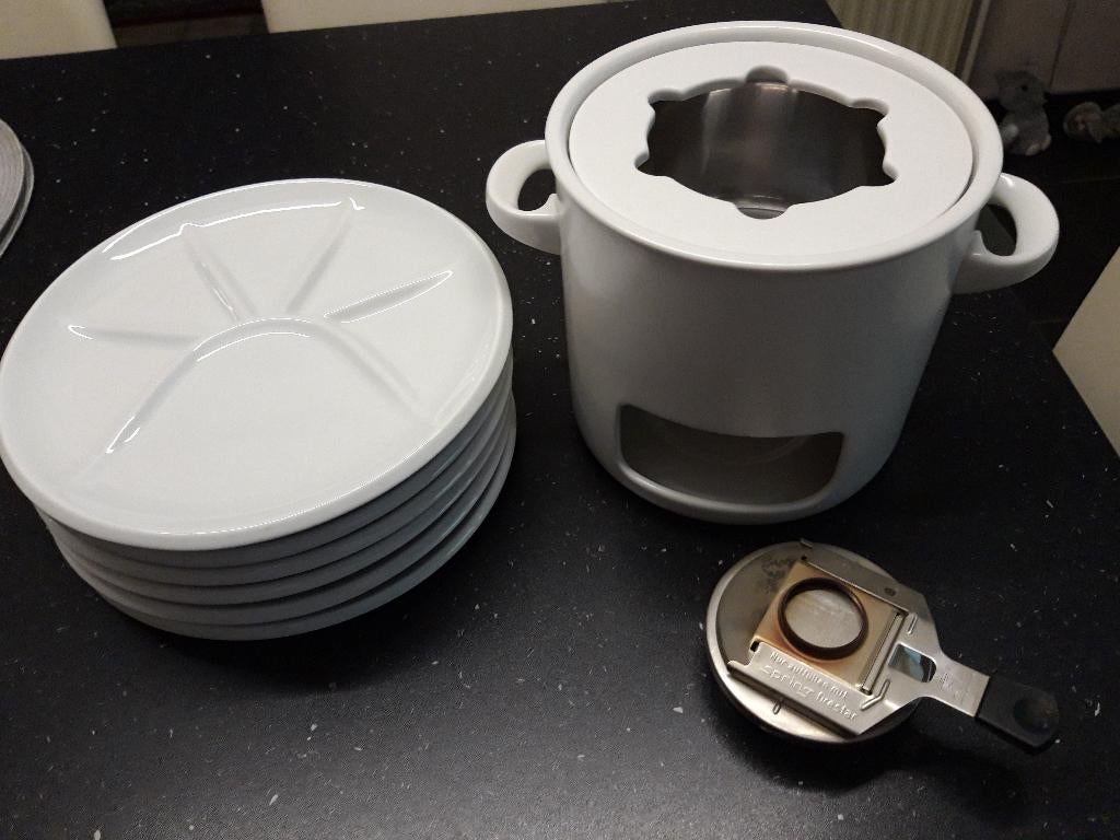 Fondueset met brander + borden, Ophalen of Verzenden, Zo goed als nieuw, Brander, Fondueset