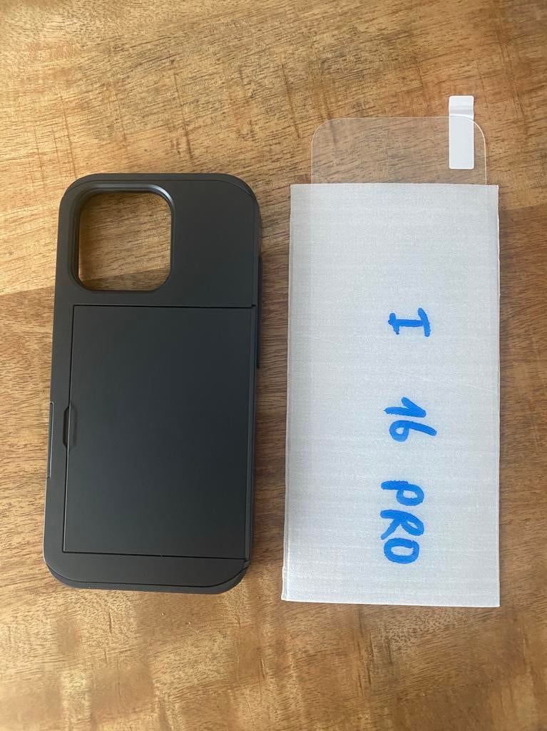 Hoes Zwart + Glas Screenprotector iPhone 16pro, Ophalen, Nieuw, Hoesje of Tasje