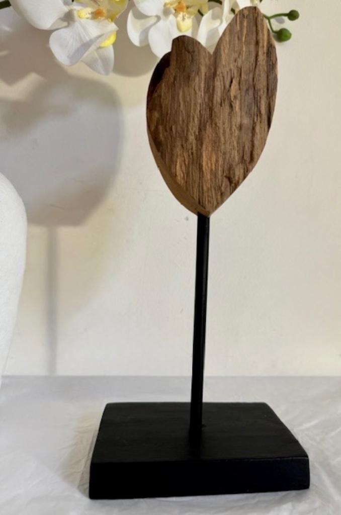 ornement - cœur en bois sculpté à la main sur pied - 30 cm, Maison & Meubles, Accessoires pour la Maison | Colonnes & Piliers
