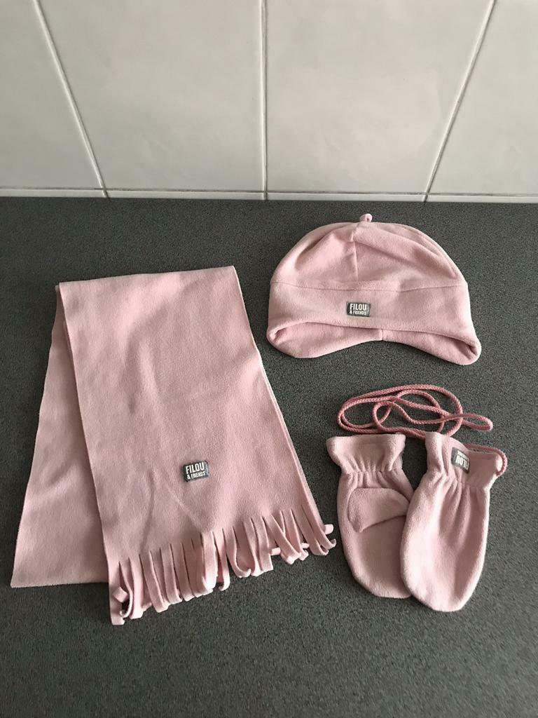 Roze sjaal, muts en wanten Filou, Ophalen of Verzenden, Muts