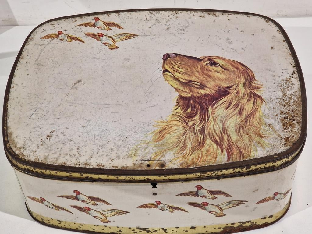 Jacht tafereel ,  patrijs met cocker hond , blik met slot, Collections, Enlèvement ou Envoi, Utilisé