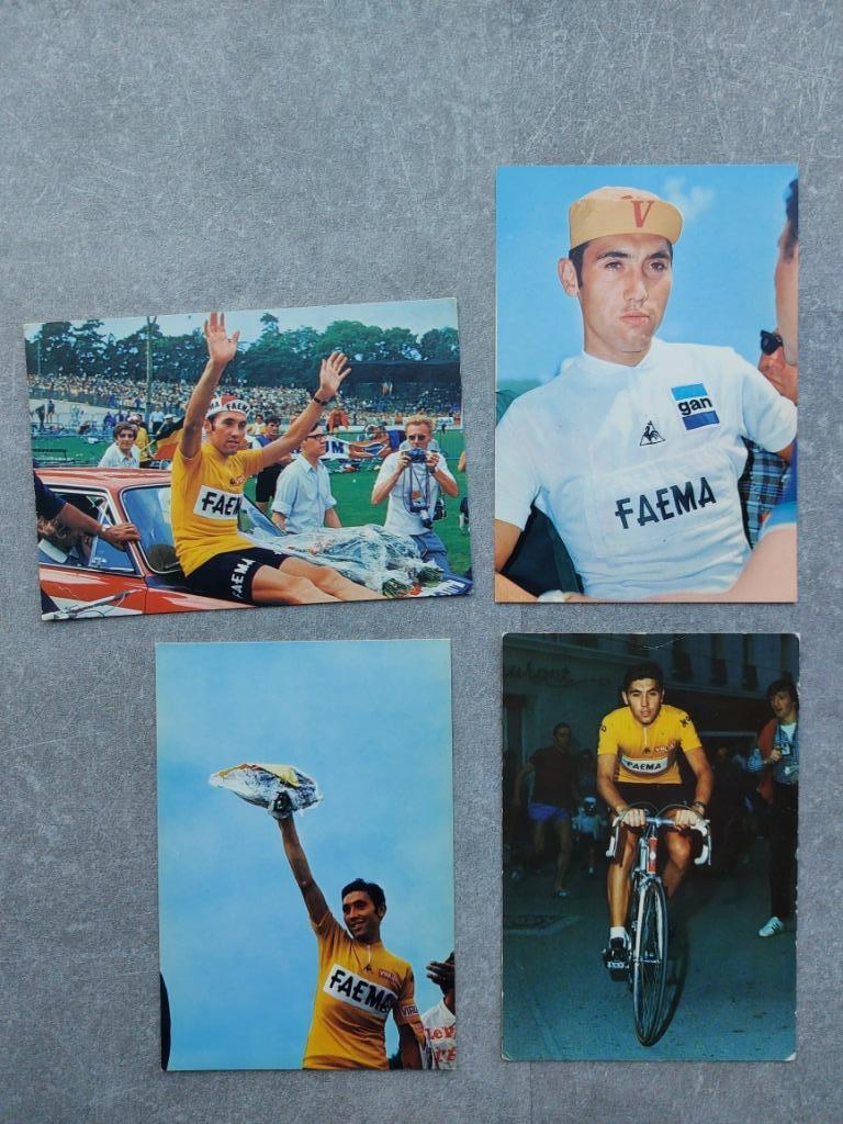 4 postkaarten Eddy Merckx, Ophalen of Verzenden, Gebruikt, Spelerskaart