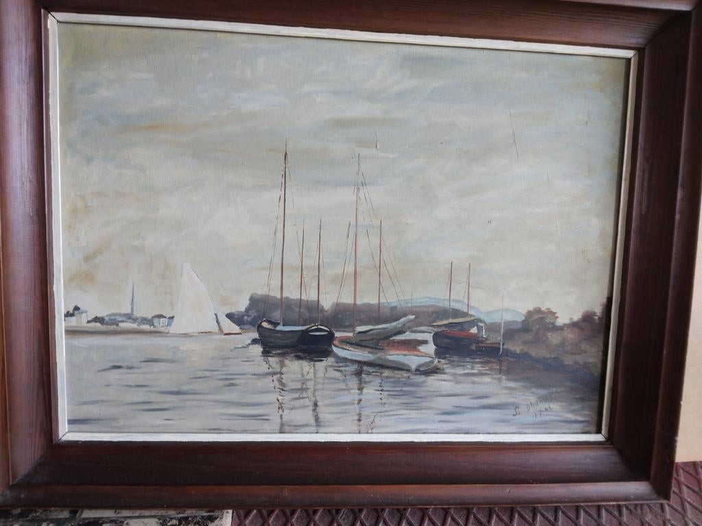 Schilderij boten van D'Hondt Lucien, Ophalen