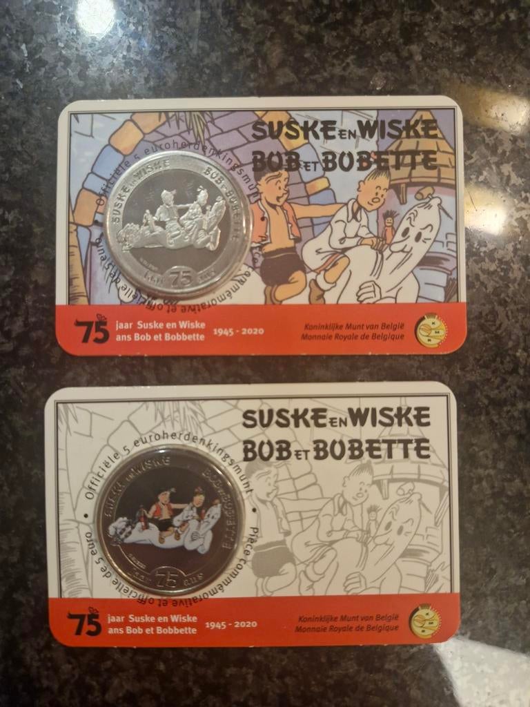 Coincards 5 euro suske en wiske gewone en kleur versie, Ophalen of Verzenden, 5 euro