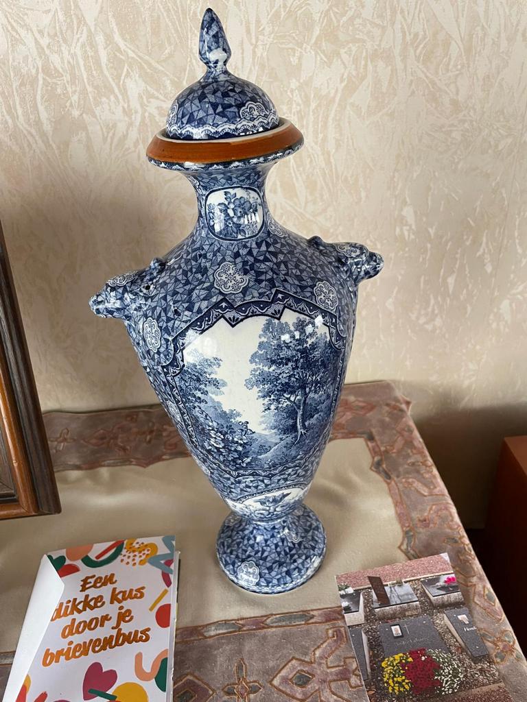 Belle paire de vases anciens Flamand - Style bleu de Delft, Enlèvement ou Envoi