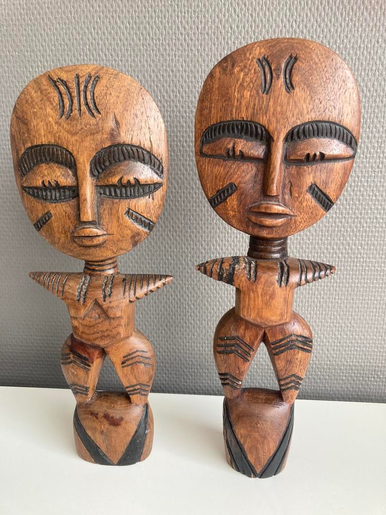 2 houten beeldjes uit Senegal, Antiek en Kunst, Ophalen of Verzenden